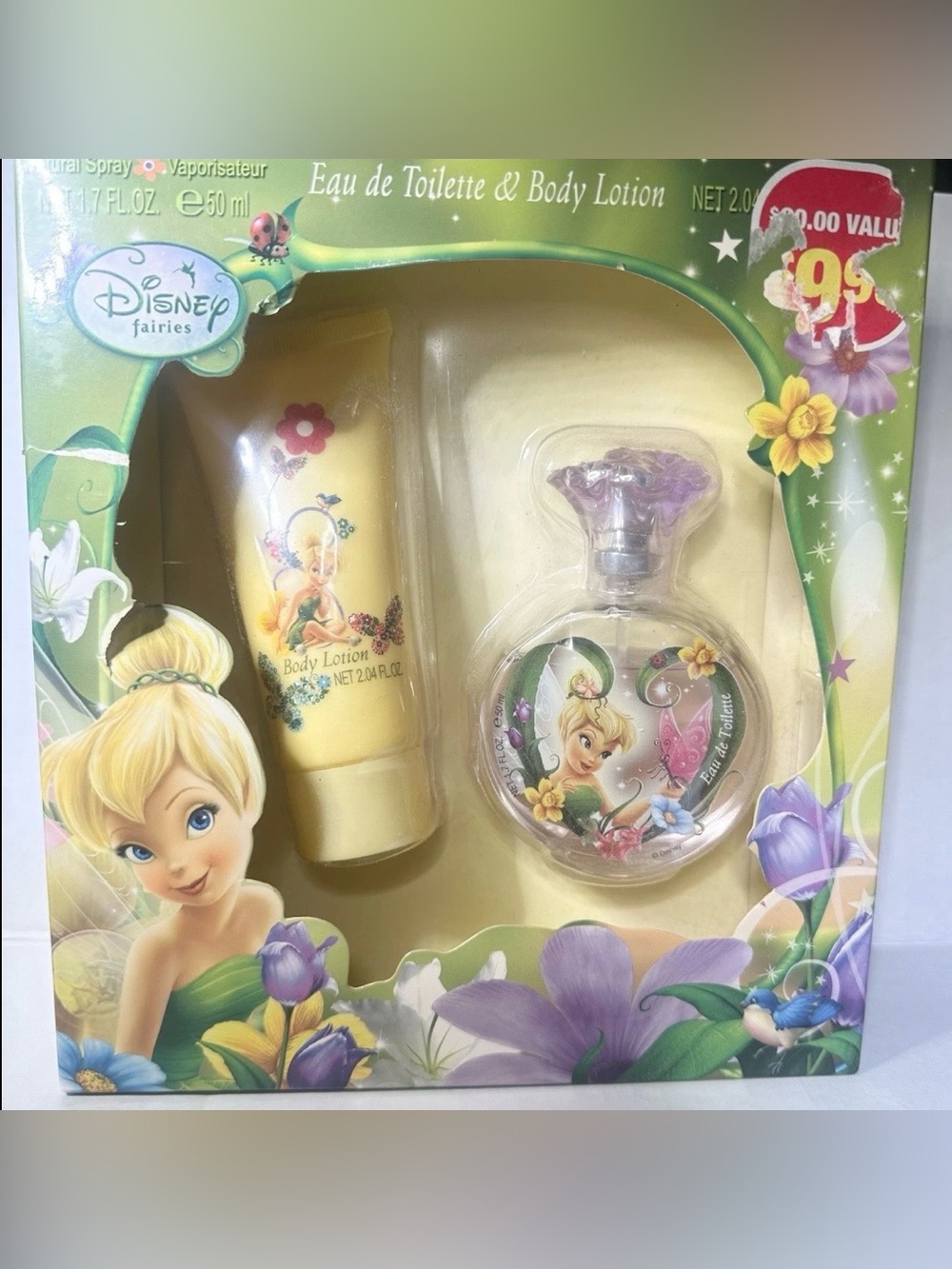 Vintage Collectible Disney Fairies Tinker Bell Body Lotion & Spray Gift Set NIB